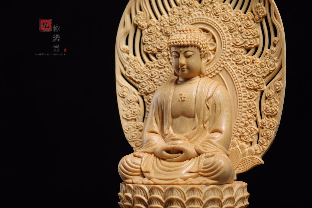 最高級 木彫り 仏像 釈迦如来立像 釈迦牟尼仏 財前彫刻 一刀彫 天然木 