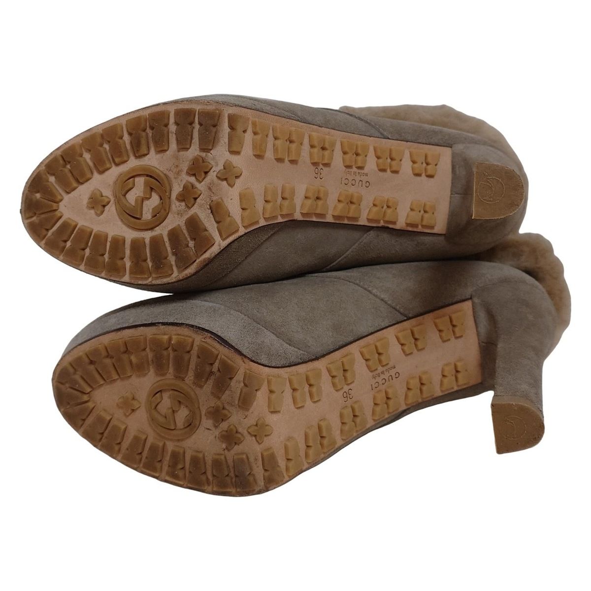 GUCCI グッチ ショートブーツ 36 レディース - 296139 グレーベージュ×ベージュ ムートン KIN-KAAI_COM