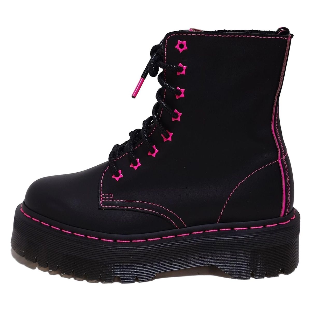 Dr.Martens ドクターマーチン ショートブーツ 39 レディース - 黒×ピンク レースアップ レザー USTAUSTRALIA_COM_AU