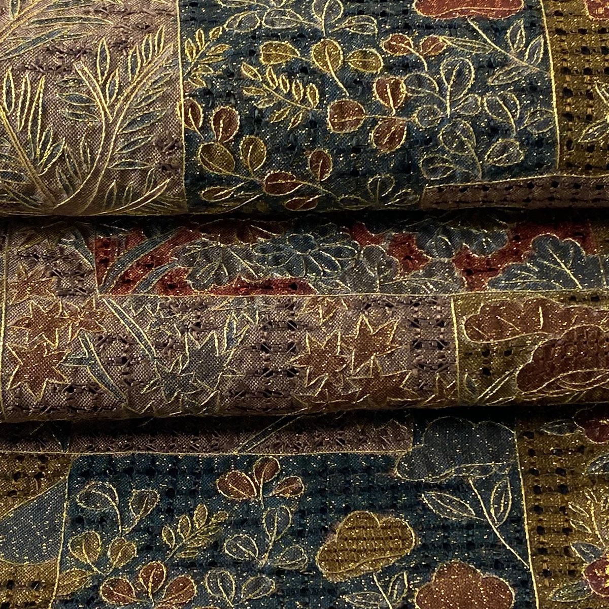 袋帯 逸品 菊 鳥 汕頭刺繍 金糸 灰茶 全通 正絹 【中古】 - メルカリ
