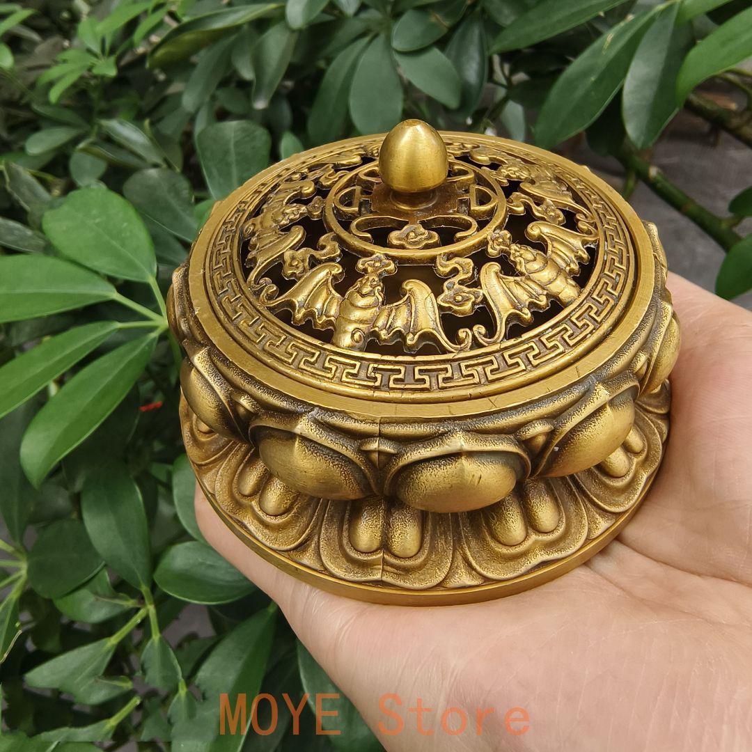 銅器 香炉 蓮華香炉 禅意薫香炉 茶道沈香炉 香道具 装飾品 工芸