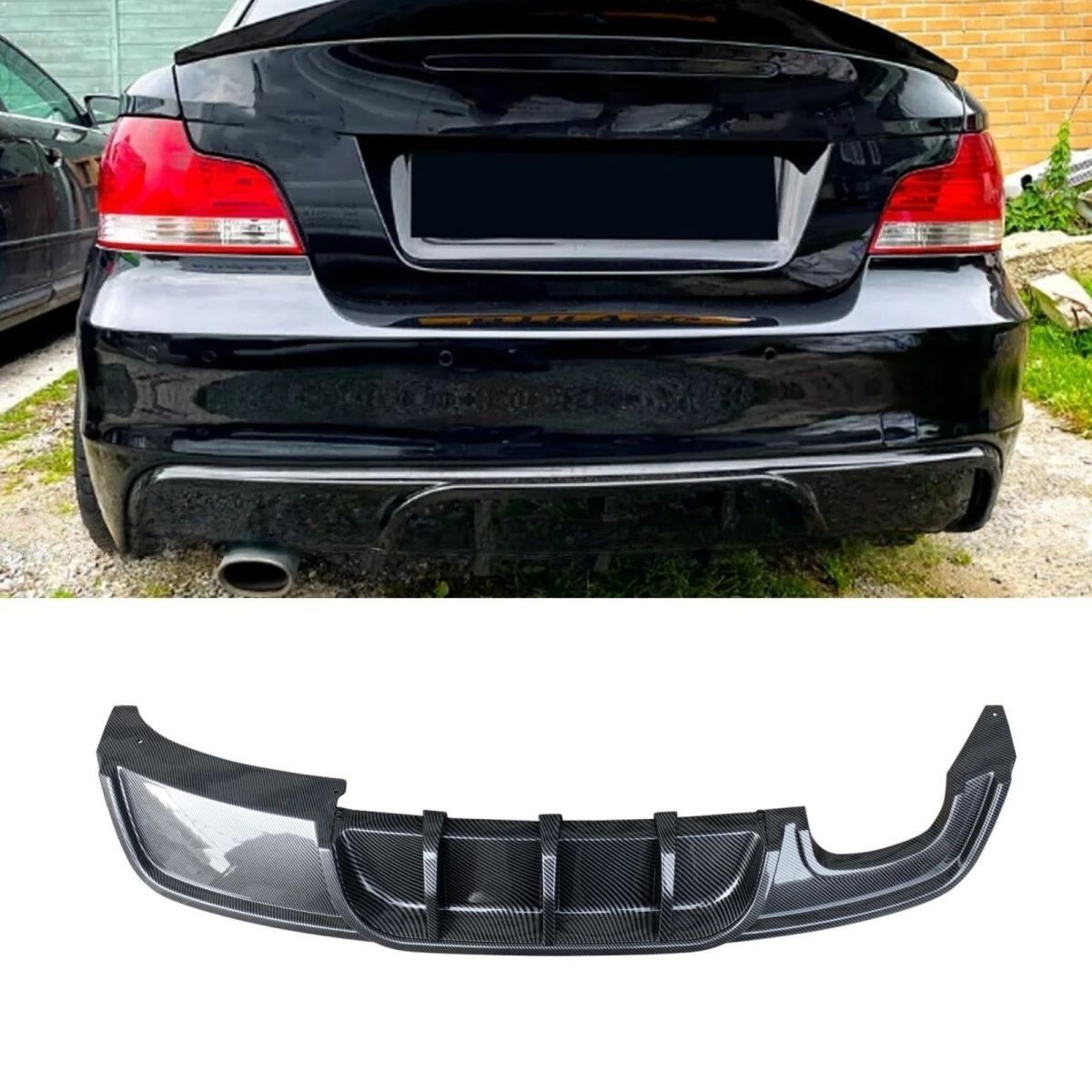 E82 リアディフューザー 2007-2013 BMW 1 シリーズ E82 Mスポーツ 用 リアバンパー カーボン調 ABS製
