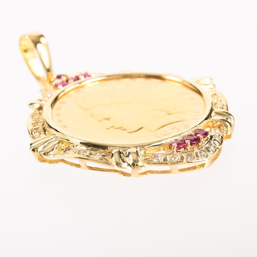 no-brand ノンブランドジュエリー ペンダント インディアン10ドル金貨 no-brand ノンブランドジュエリー ペンダント インディアン10 ドル金貨 インディアンヘッド 10ドル 金貨 アメリカ ルビー ダイヤモンド 計0.15ct ペンダントトップ K21.6ゴールド  21.6金/K18ゴールド ...