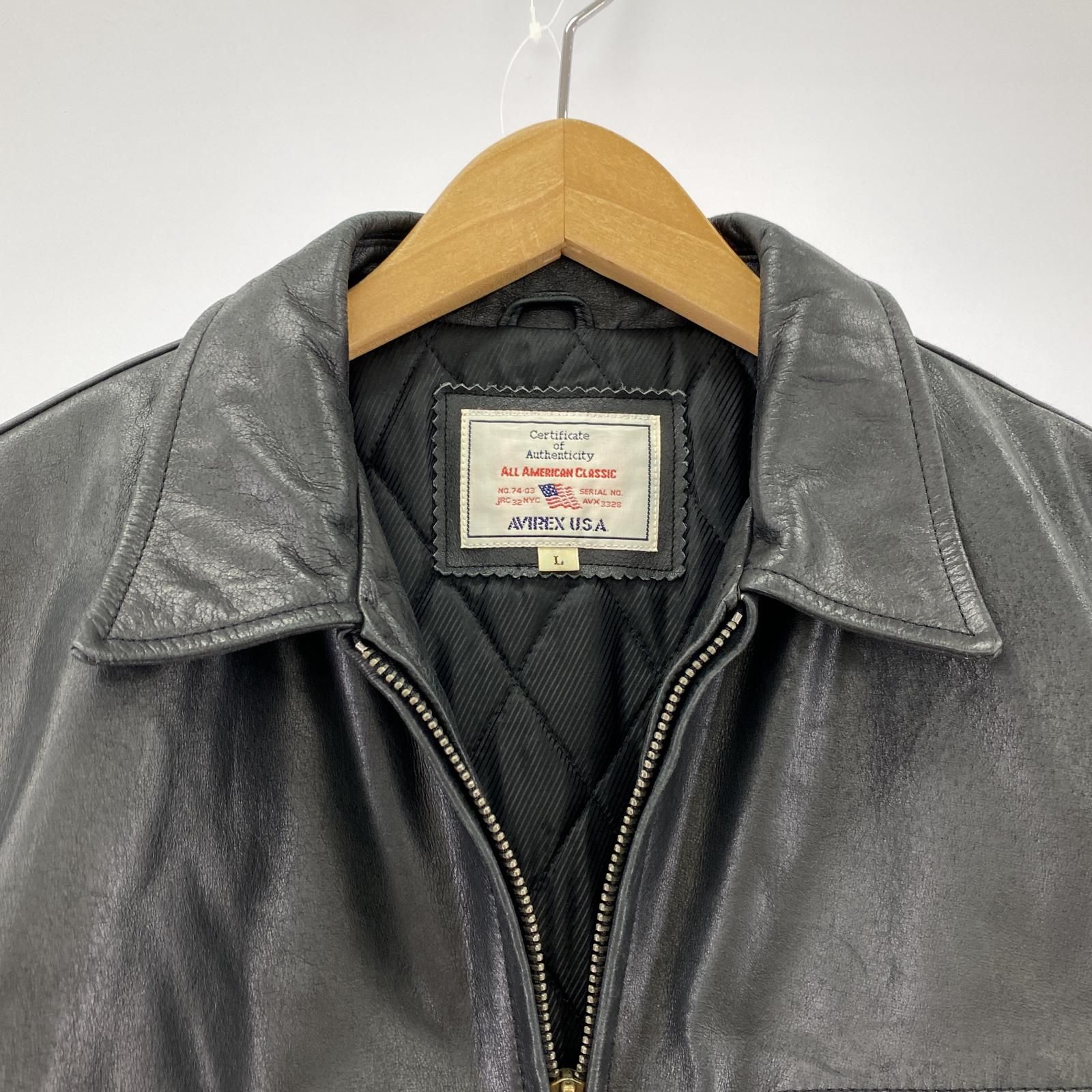 AVIREX アヴィレックス 牛革612107レザージャケットsizeLブラック AVIREX アヴィレックス 牛革612107レザージャケットsizeLブラック