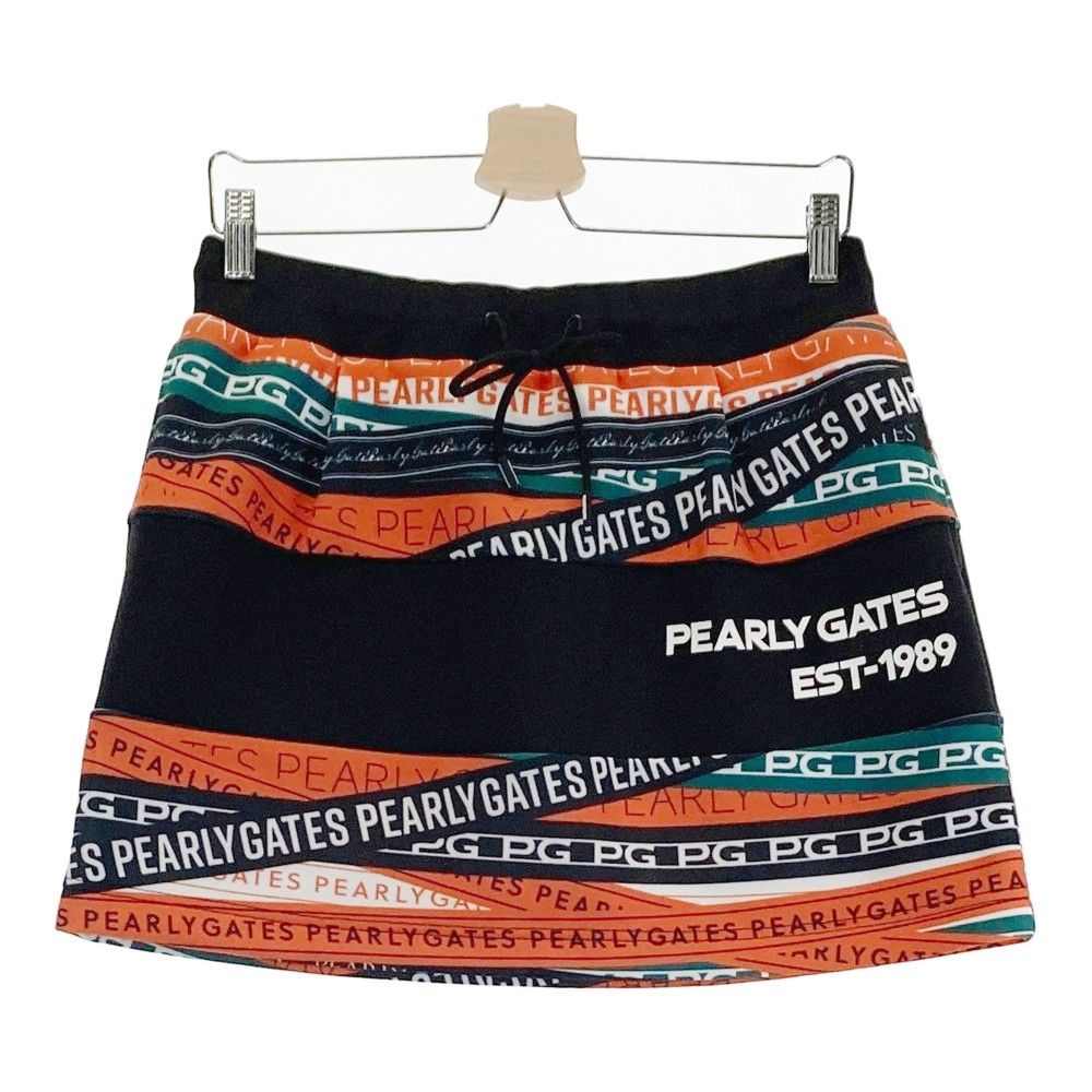 サイズ 2 PEARLY GATES パーリーゲイツ 2025年モデル ストレッチスカート ロゴ総柄 オレンジ系 240101427836 ゴルフウェア レディース ストスト