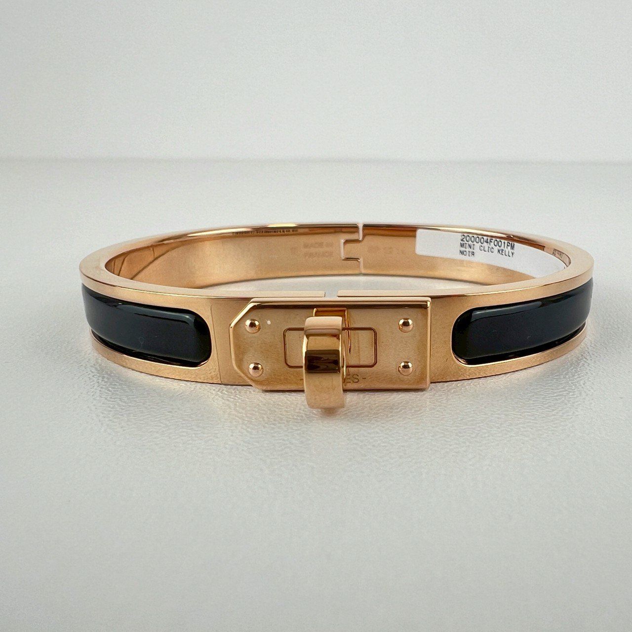 Hermès エルメス Mini Clic Kelly bracelet PM 200004F001PM ミニ クリック ケリー ブレスレット エナメルブレスレット ファン Black Roseg ブラック ローズゴールド FORTGASGNV_COM_BR