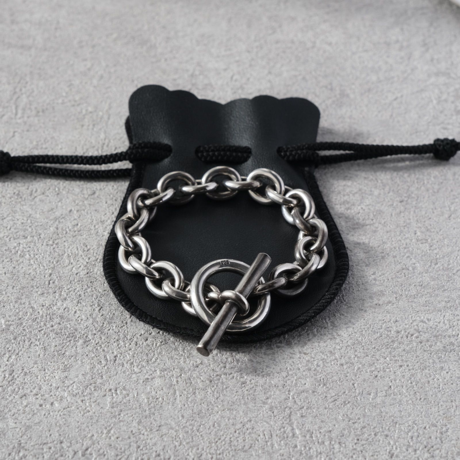 シルバー925製 ラウンドチェーンブレスレット Medium タイプ