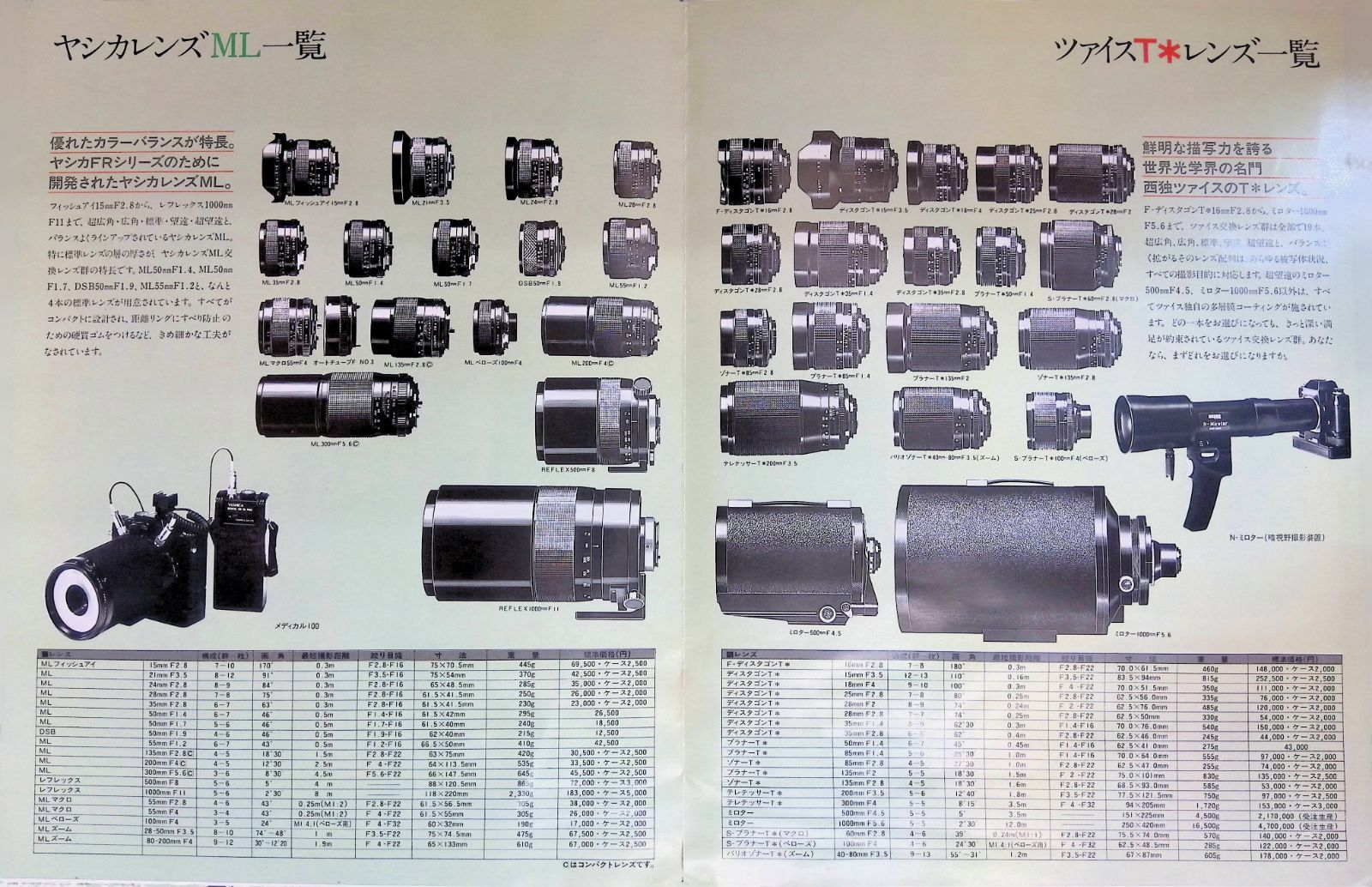 カメラ パンフレット カタログ YASHICA ヤシカ コンポ一眼 YASHICA FR