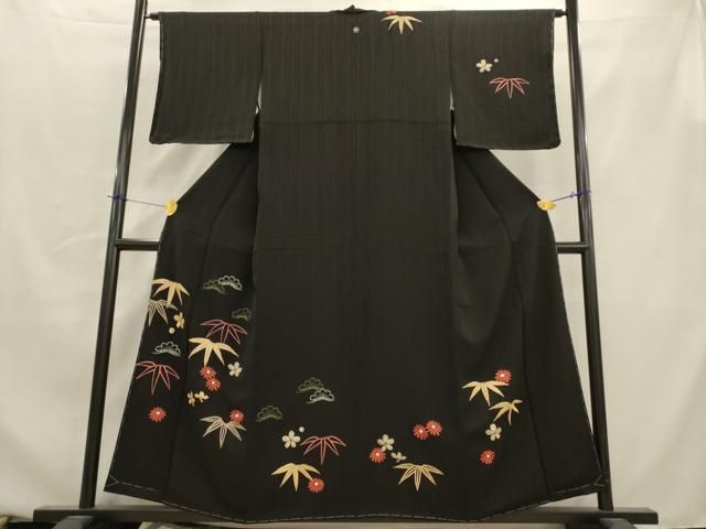 作家もの　たたき染　格子　菊花　牡丹　伝統和模様　付け下げ　着物　124a p 作家もの たたき染 格子 菊花 牡丹 伝統和模様 付け下げ 着物 124a p