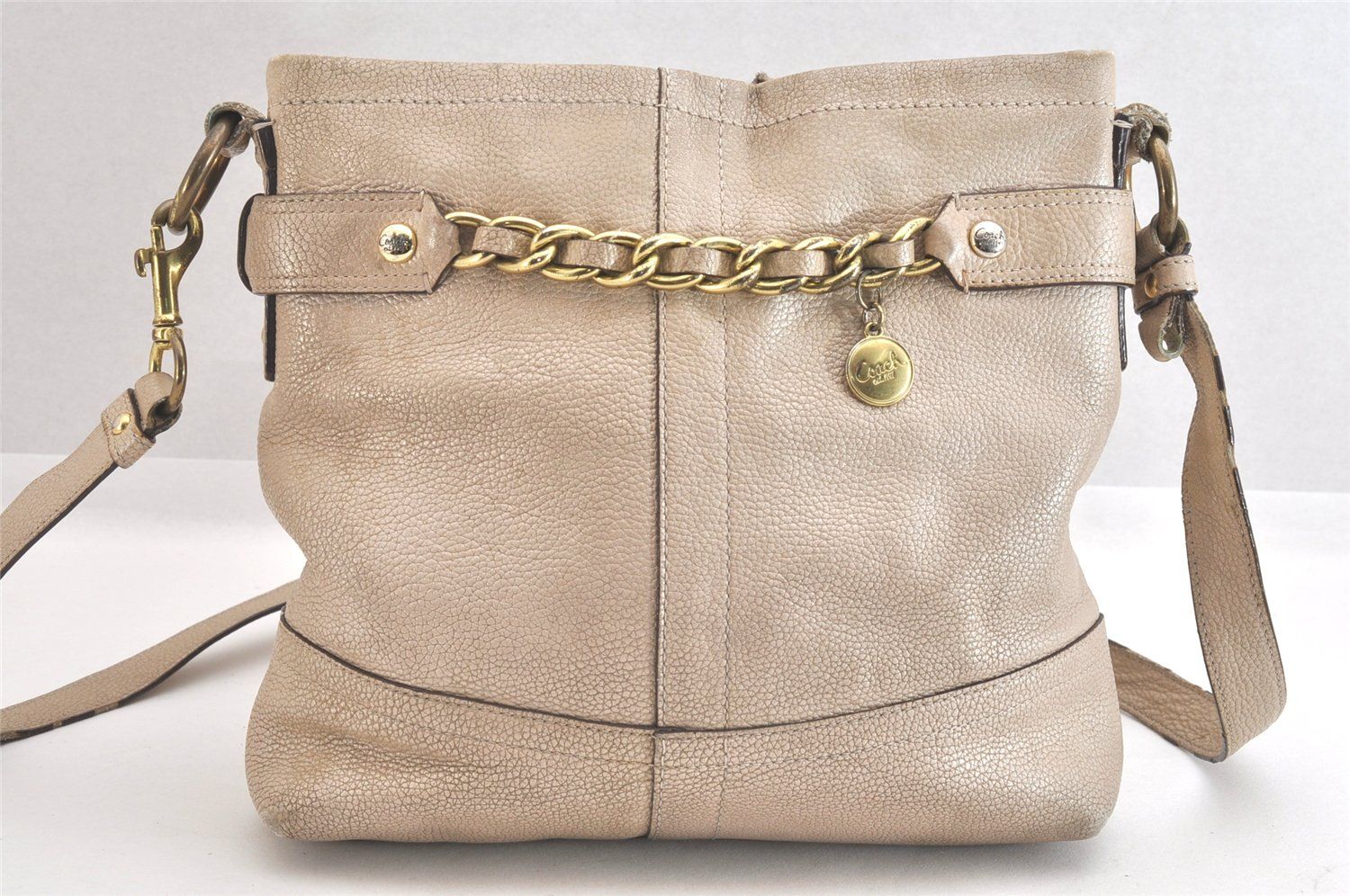 COACH コーチ ヴィンテージ ショルダークロスボディーバッグ 財布 レザー F18863 ベージュ 2832N