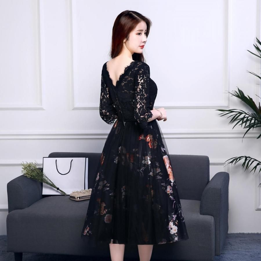 パーティードレス 結婚式 袖あり レース 花柄 お呼ばれ 披露宴 二次会 卒業式 成人式 謝恩式 食事会 花嫁 着痩せ おしゃれ上品 大人 lf1128 パーティードレス 結婚式 袖あり レース 花柄 お呼ばれ 披露宴 二次会