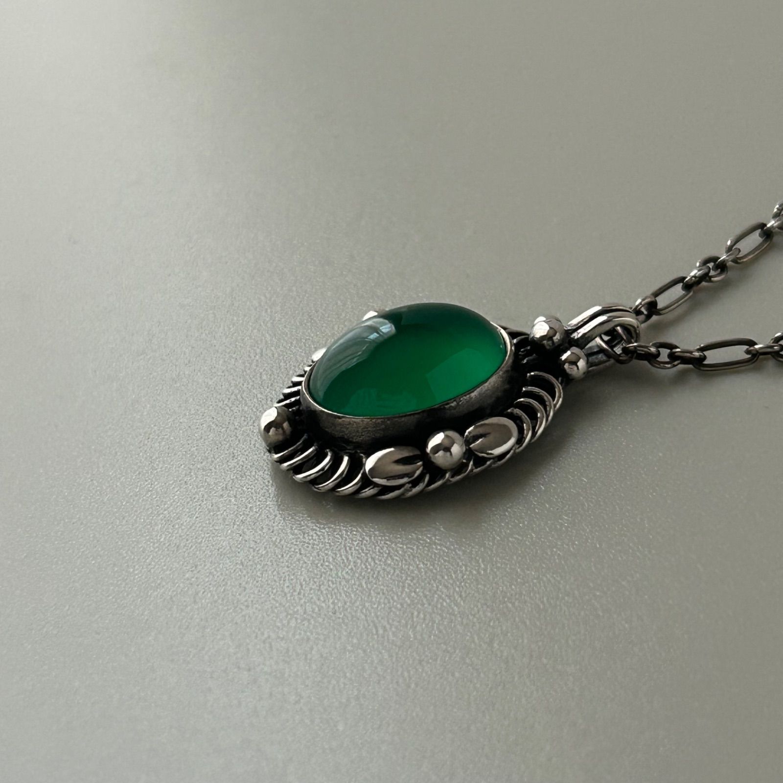 ジョージジェンセン 希少 ネックレス 1995 2015 復刻 グリーンアゲート
