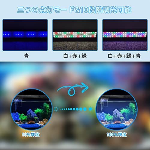 メルカリshops 水槽 ライト タイマー付き 四色ledライト 明るさ調整 水槽照明 アクアリウム