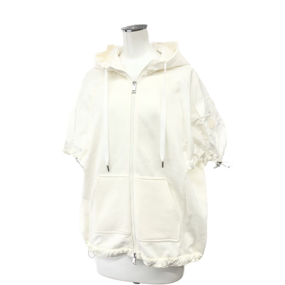 良好 MONCLER モンクレール 半袖パーカー サイズ:XS ホワイト 