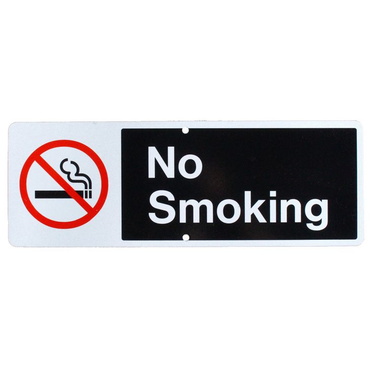 アメリカの案内看板 「NO SMOKING」 禁煙 高さ18×幅50.8cm 反射タイプ アメリカ製  アメリカ製 看板 トラフィックサイン ガレージング 店舗装飾