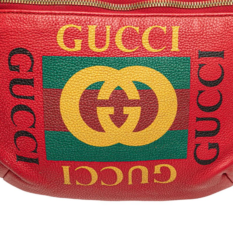 k61【美品】グッチ　ロゴプリント　レザー　シェリーライン　ボディバッグ GUCCI - k61【美品】グッチ ロゴプリント レザー シェリーライン