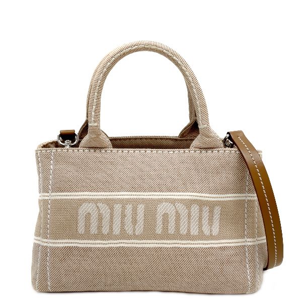 MIUMIU ジャカードロゴデニム ミニ 2WAY 5BA253 ハンドバッグ - It's