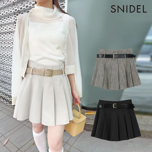 10%OFF スナイデル SNIDEL ボトムス 25春夏 プリーツスカショーパン ミニ丈 スカート ショートパンツ ベルト付き swfp252135