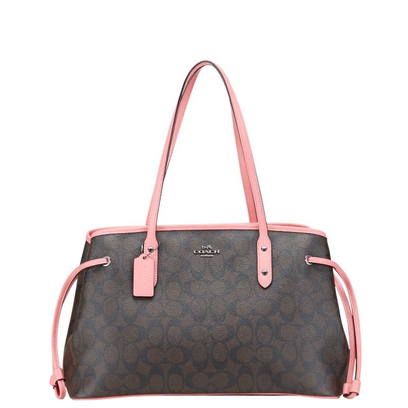 美品 COACH コーチトートバッグ シグネチャー PVC レザー ブラウン