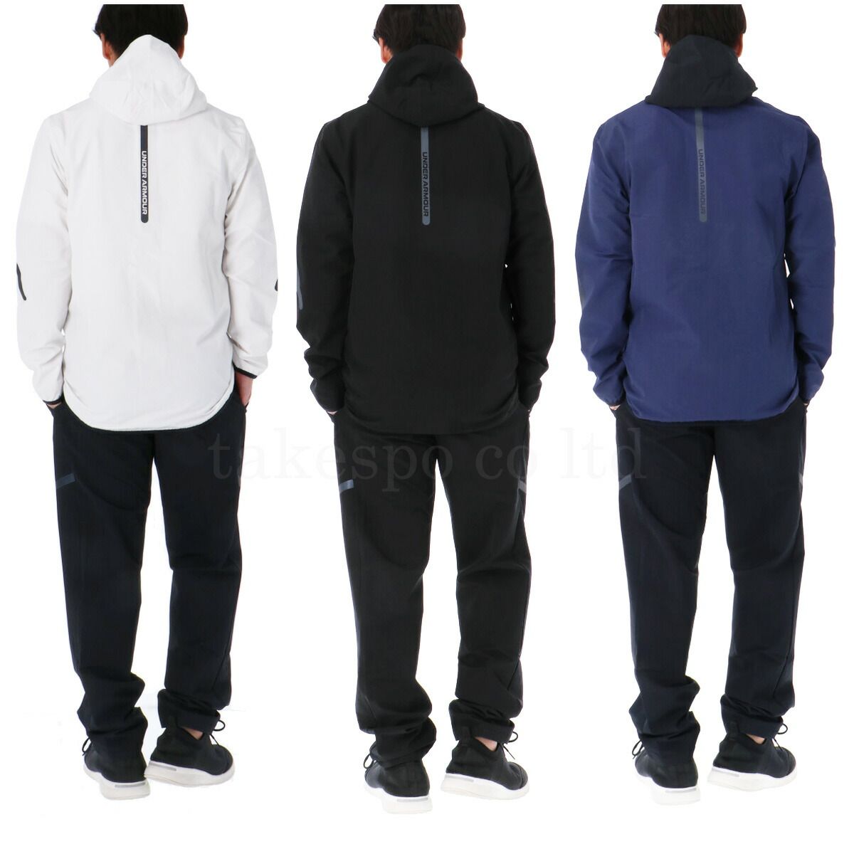 アンダーアーマー UAブラッシュドウーブン リフレクト ウインドブレーカー 上下 セットアップ メンズ ブランド UNDER ARMOUR フード付き フーディ 裏フリース はっ水 撥水 ストレッチ 黒 白 裏起毛 6007741 上下セット 大きいサイズ 有 WHITEMONARCHHOTEL_COM