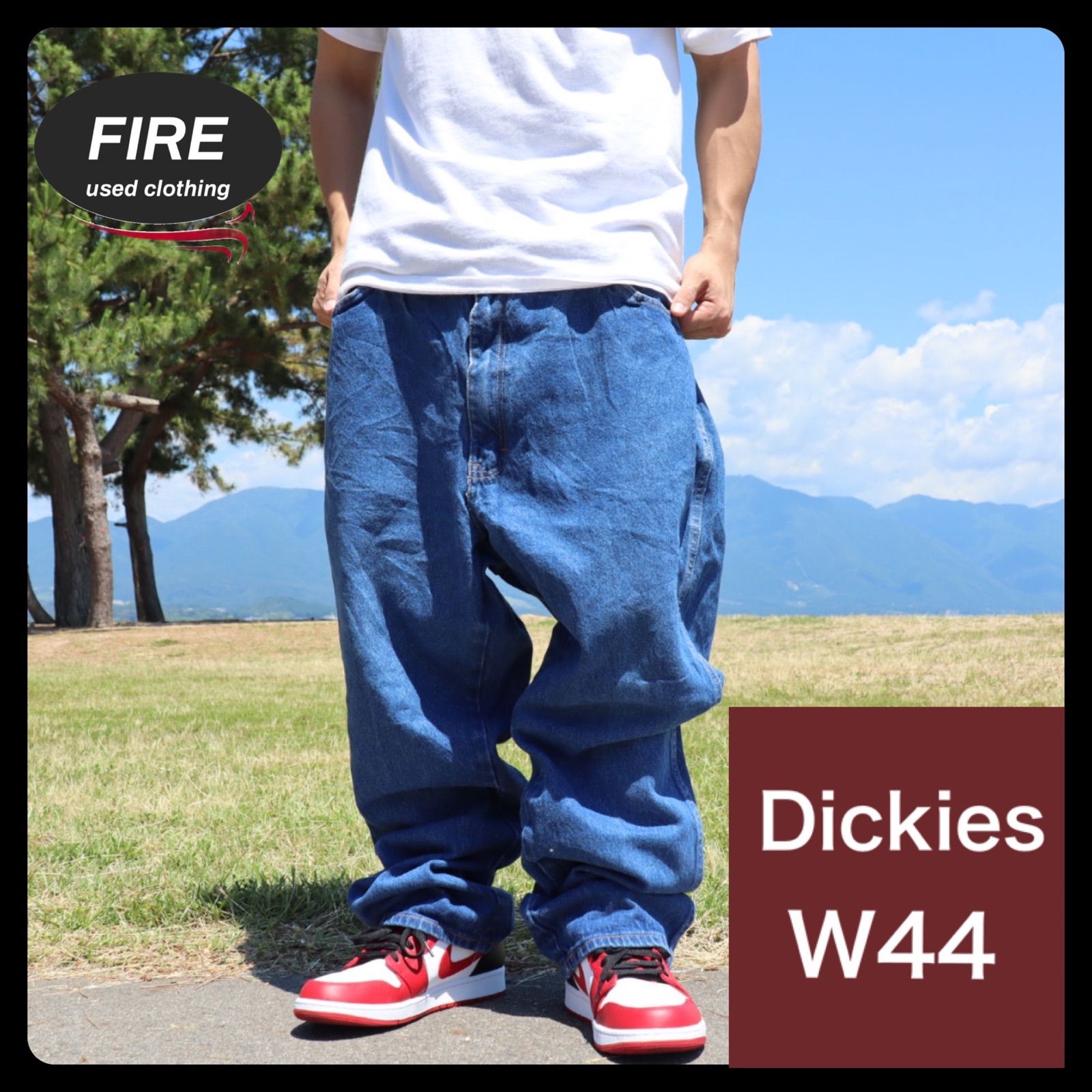 FB398 Dickies ワイドデニム 極太バギー ビッグサイズ W44 - FIRE used