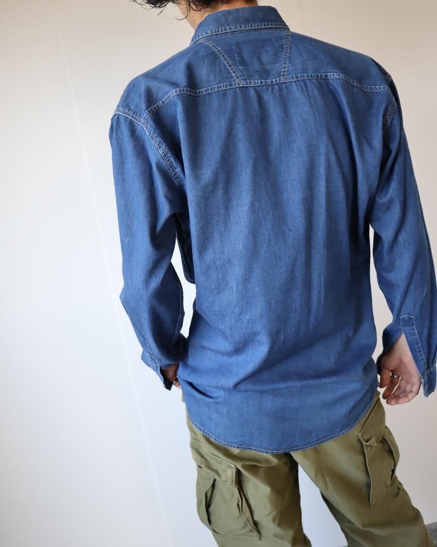 ARMANI JEANS】アルマーニ AJ デニム 長袖 シャツ 青 XL - メルカリ