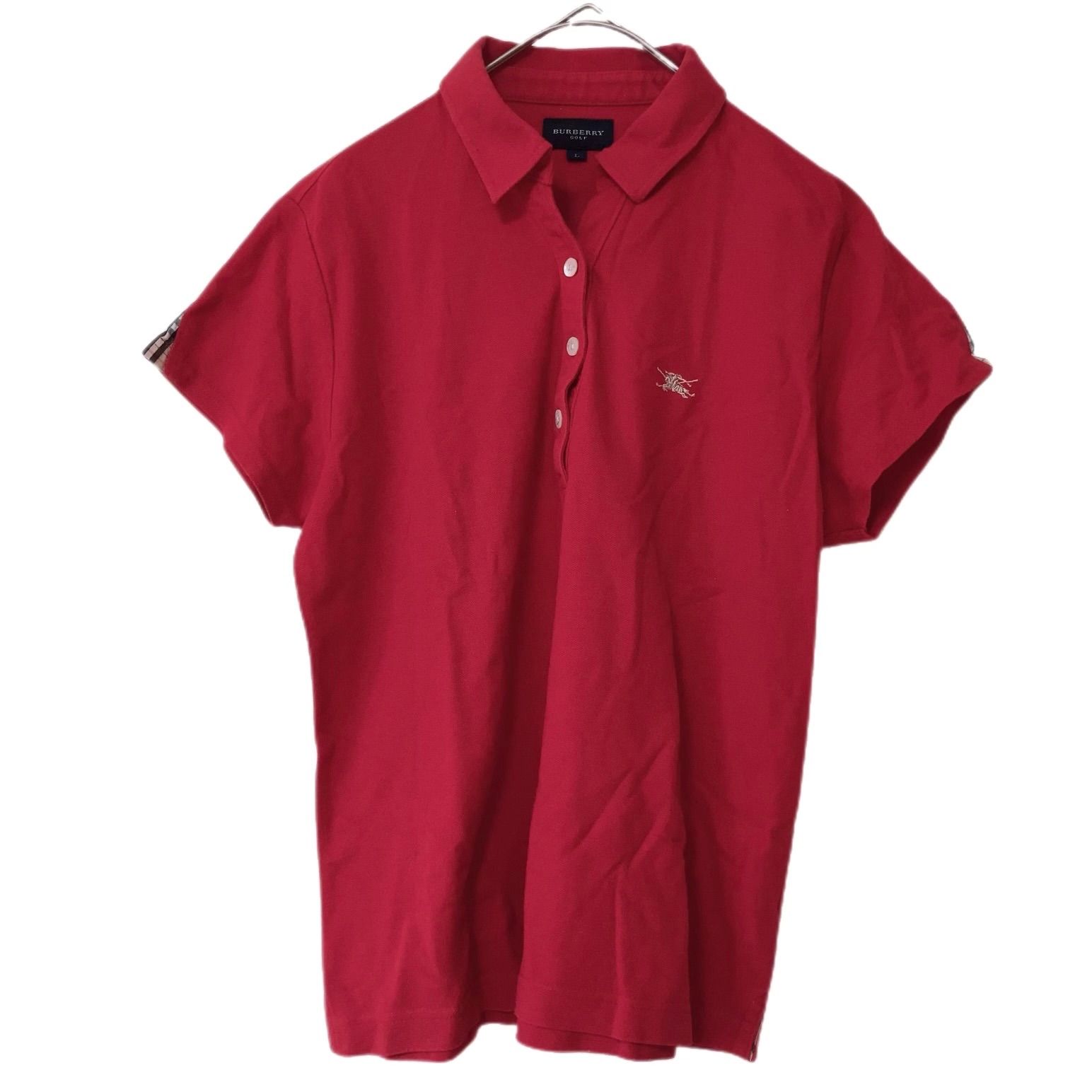 新品バーバリーBURBERRYGOLFレッド ポロシャツ 半袖 チェック柄襟3枚 BURBERRY - バーバリー☆ イングランド製半袖 ワインレッド