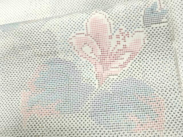 平和屋着物○本場大島紬 白大島 7マルキ 草花文 正絹 逸品 未使用