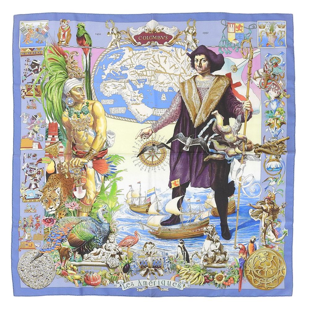 美品 エルメス HERMES レアアイテム Les Ameriques レ アメリック カレ 