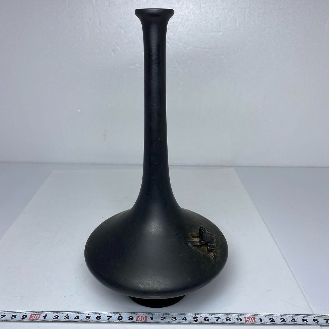 勝峯在銘 銅製蛙花入 タサオ 911g 高さ27㎝ 東里6-1031