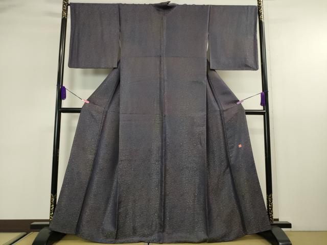 平和屋本店■極上　久保田一竹　幻の辻が花　小紋　鳳凰笹地紋　暈し染め　深紫色地　銀通し地　逸品　DZAA2539kh5 平和屋本店□極上 久保田一竹 幻の辻が花 小紋 鳳凰笹地紋 暈し染め 深