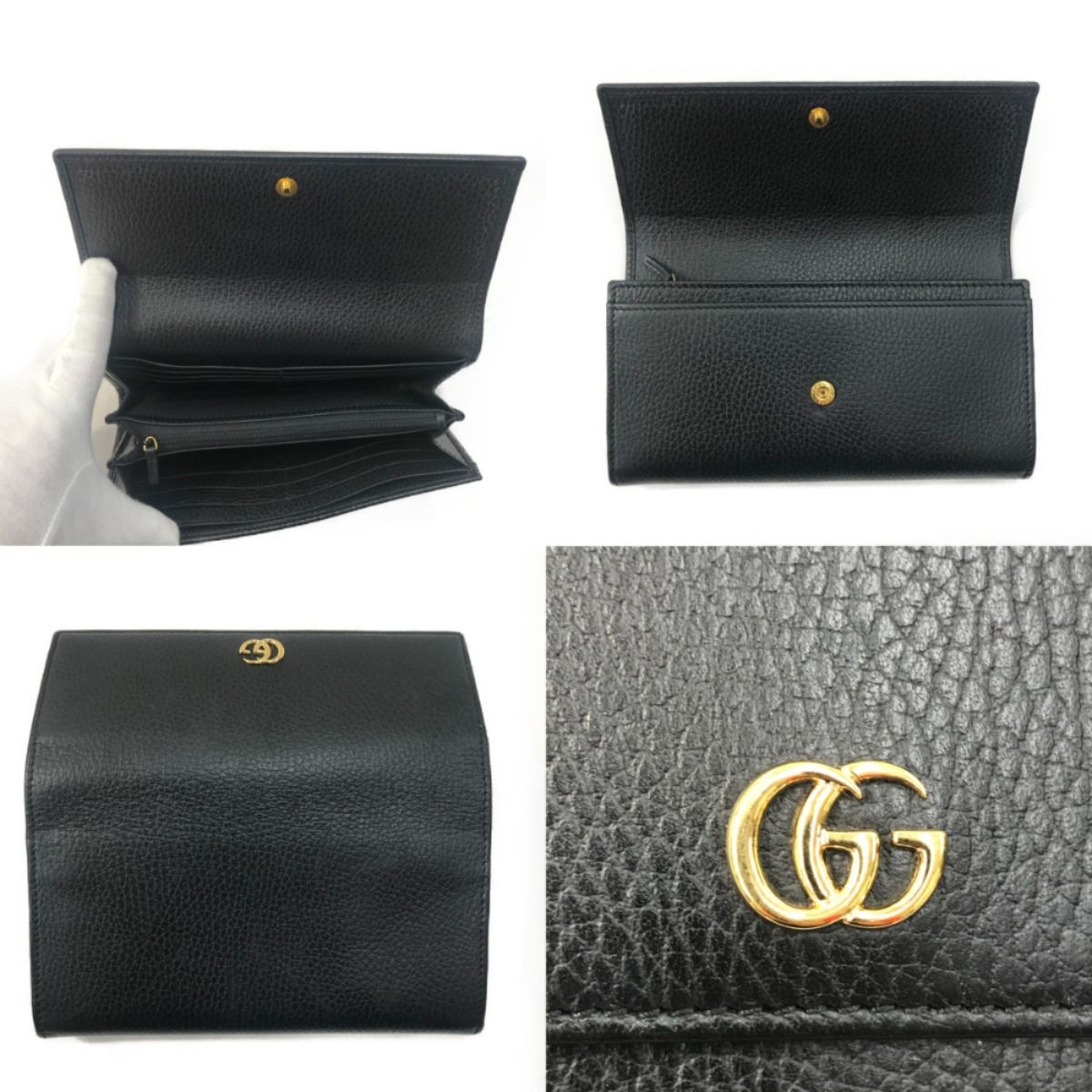 ##GUCCI グッチ GGマーモント コンチネンタルウォレット レザー 長財布 456116 傷・汚れ・スレ有