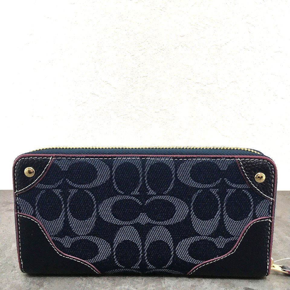 送料込み！ 未使用品 COACH 長財布 F53769 デニム シグネチャー