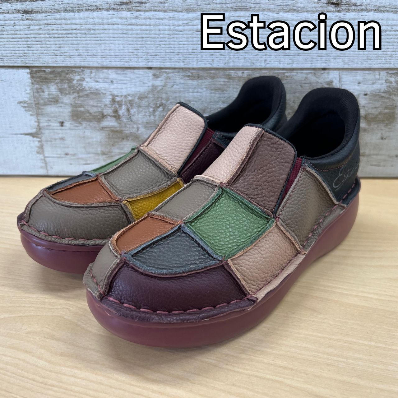 2025 秋冬 Estacion エスタシオン レザーパッチワークスリッポン Mサイズ TF1815