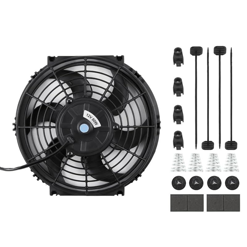ZAP Performance 10インチ エンジン冷却ファン 電動ラジエーター ユニバーサルスリム 冷却 ファン プッシュプル エンジンキット 12V 取り付けキット付きパワー80W 汎用 電動ファン ブラック 0