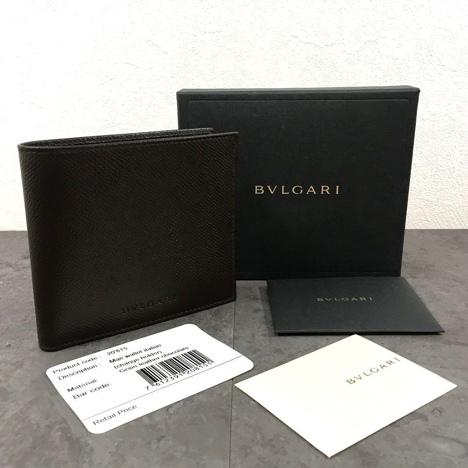 181 送料込み！ 未使用品 BVLGARI 二つ折り財布 ブラウン レザー 箱付き