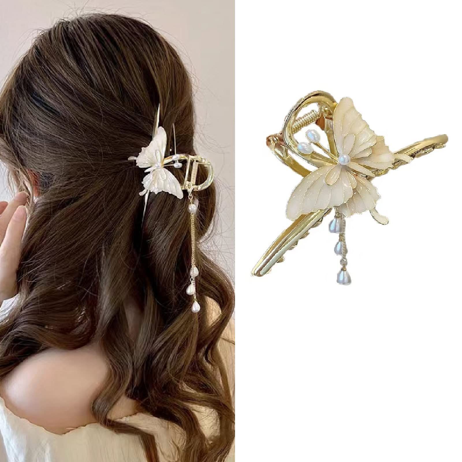 レディース 贈り物 オフィス おしゃれ シンプル 韓国風 ヘア 髪留め シンプルな蝶 クリップ かみどめ 大 へあくりっぷ しっかりとまる 大きめ バンスクリップ HAPVITALヘアクリップ