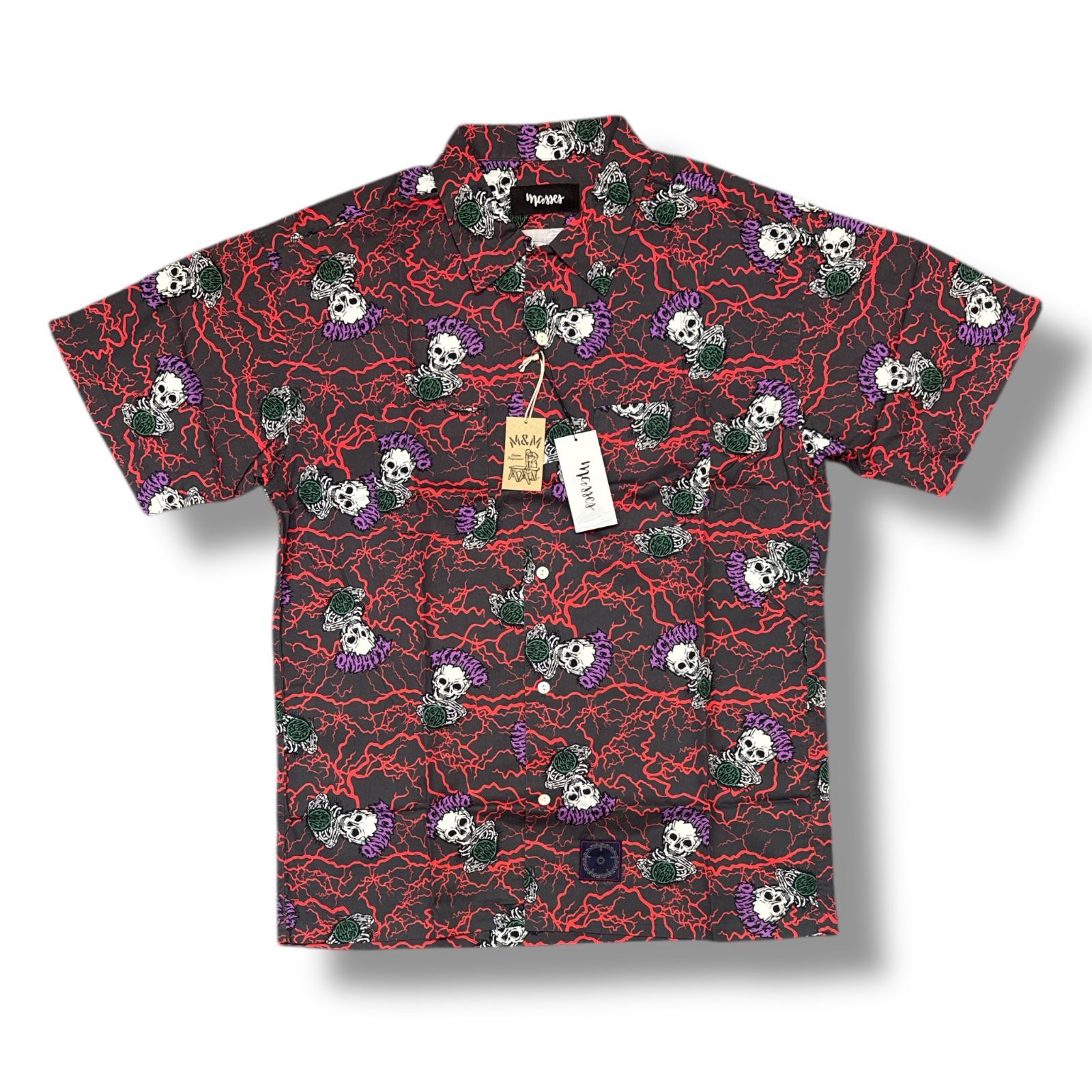 参考上代28600円 M-M CUSTOM PERFORMANCE × MASSES SHIRT S|S EL CHAVO マシス コラボ シャツ エムアンドエム チャコール系 S 81044A3