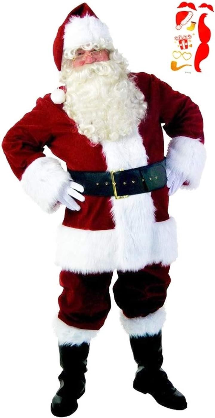Madrugada(マドルガーダ) 豪華本格11点セットサンタ コスプレ メンズ サンタクロース コスチューム クリスマス ボディシール付き( Lサイズ)