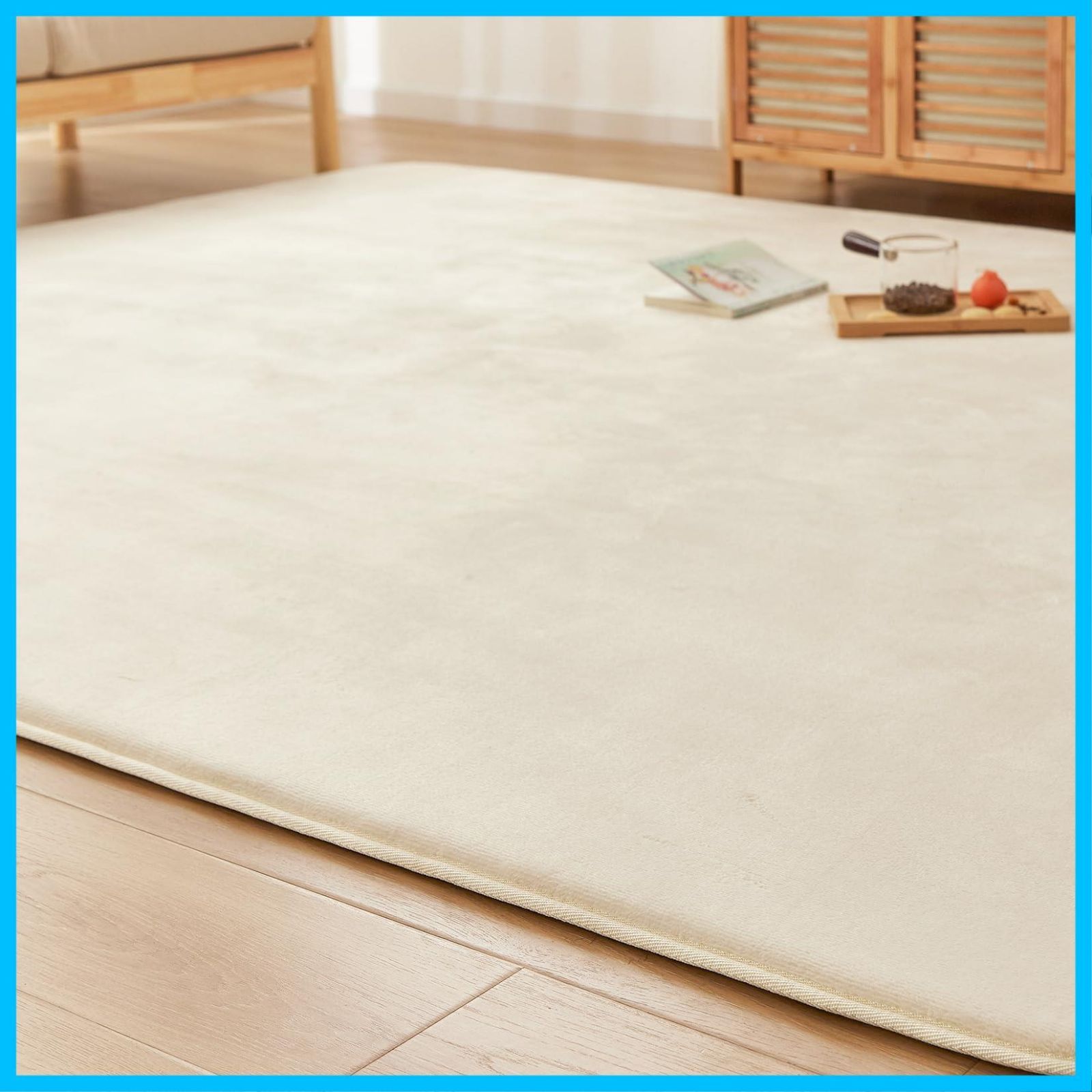 La cushion rugヘリンボーン ベージュ 185x185cm La cushion rug