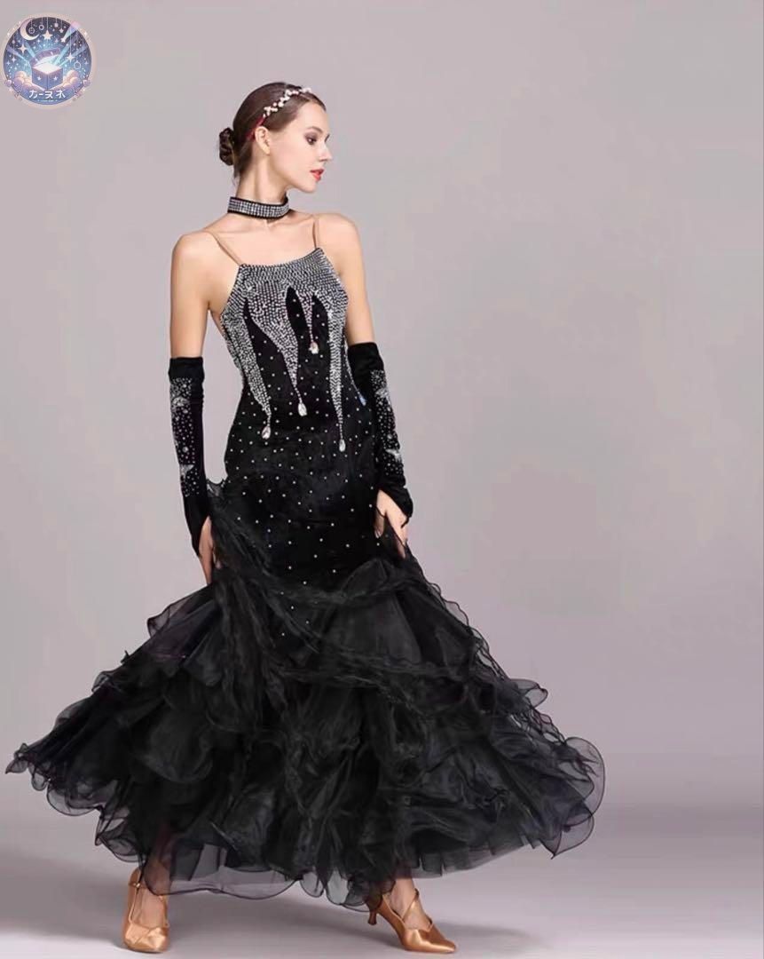 ♥ スタンダードドレス 華麗にキラキラ輝くストーン付き 競技会 デモ 発表会に