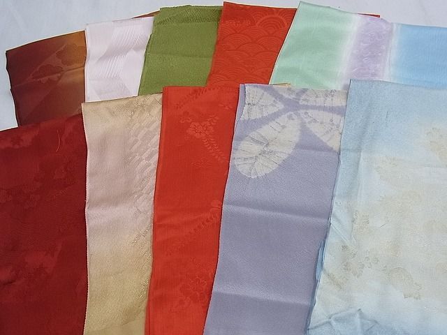 平和屋-こころ店□和装小物 上質な帯揚げ10枚セット 桜 光琳菊 寿光織