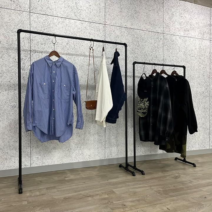 FiDi ハンガーラック ガス管 アイアン 黒 パイプ インダストリアル 収納 什器 ブラック 幅80cmx高130cm MARWIL-DEMENAGEMENTS_CH