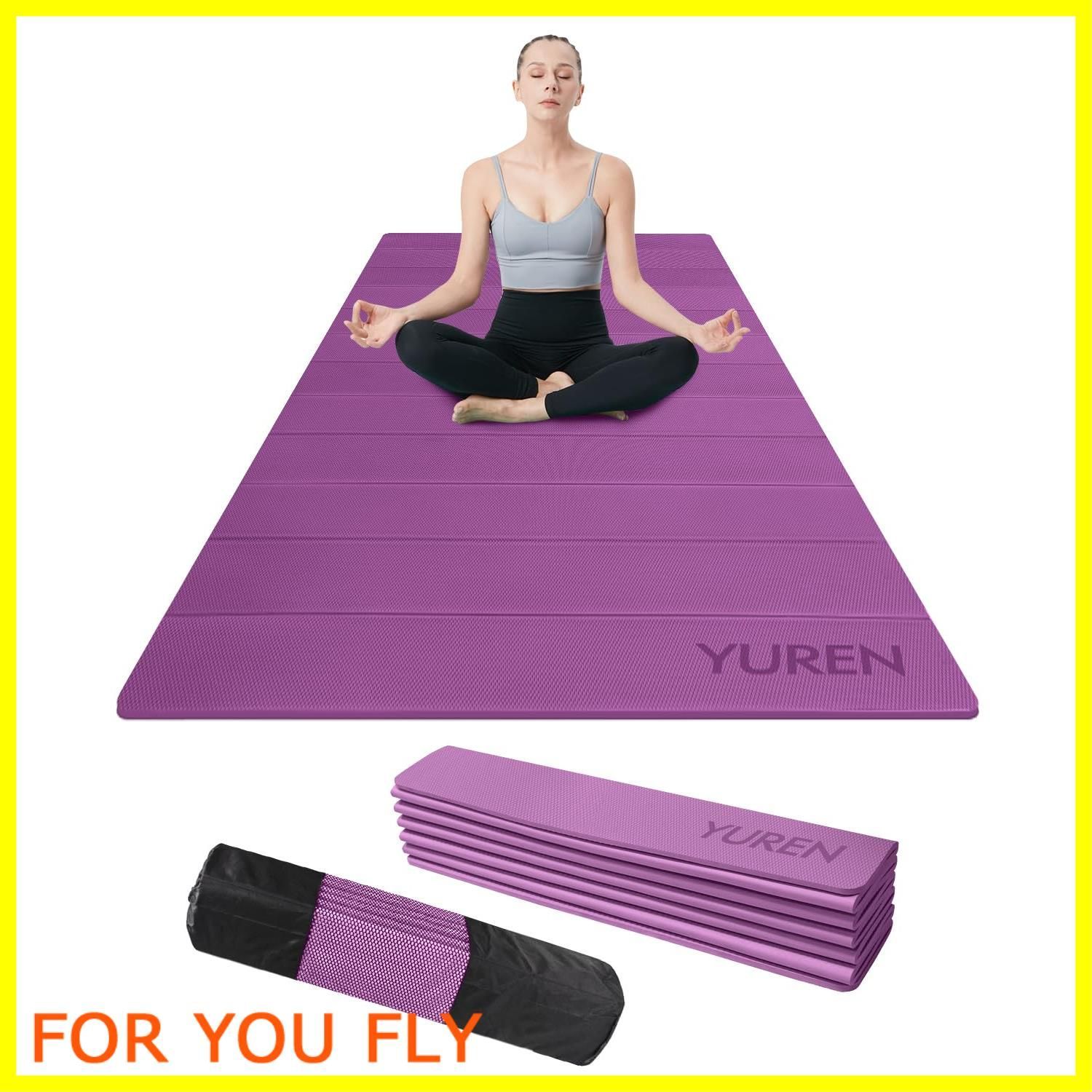 YUREN ヨガマット 折りたたみ 厚め 10mm 幅広80CM X 185CM トレーニングマット TPE材料 ストレッチマット 滑り止め 無毒無害 軽量 収納に便利 収納袋付き