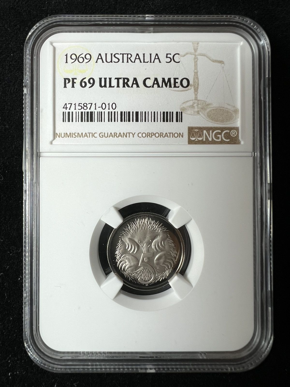 1969 ATRALIA 5 CENTS ECHIDNA NGC PF69 ULTRA CAMEO UCAM DCAM PR69 SKU 3634