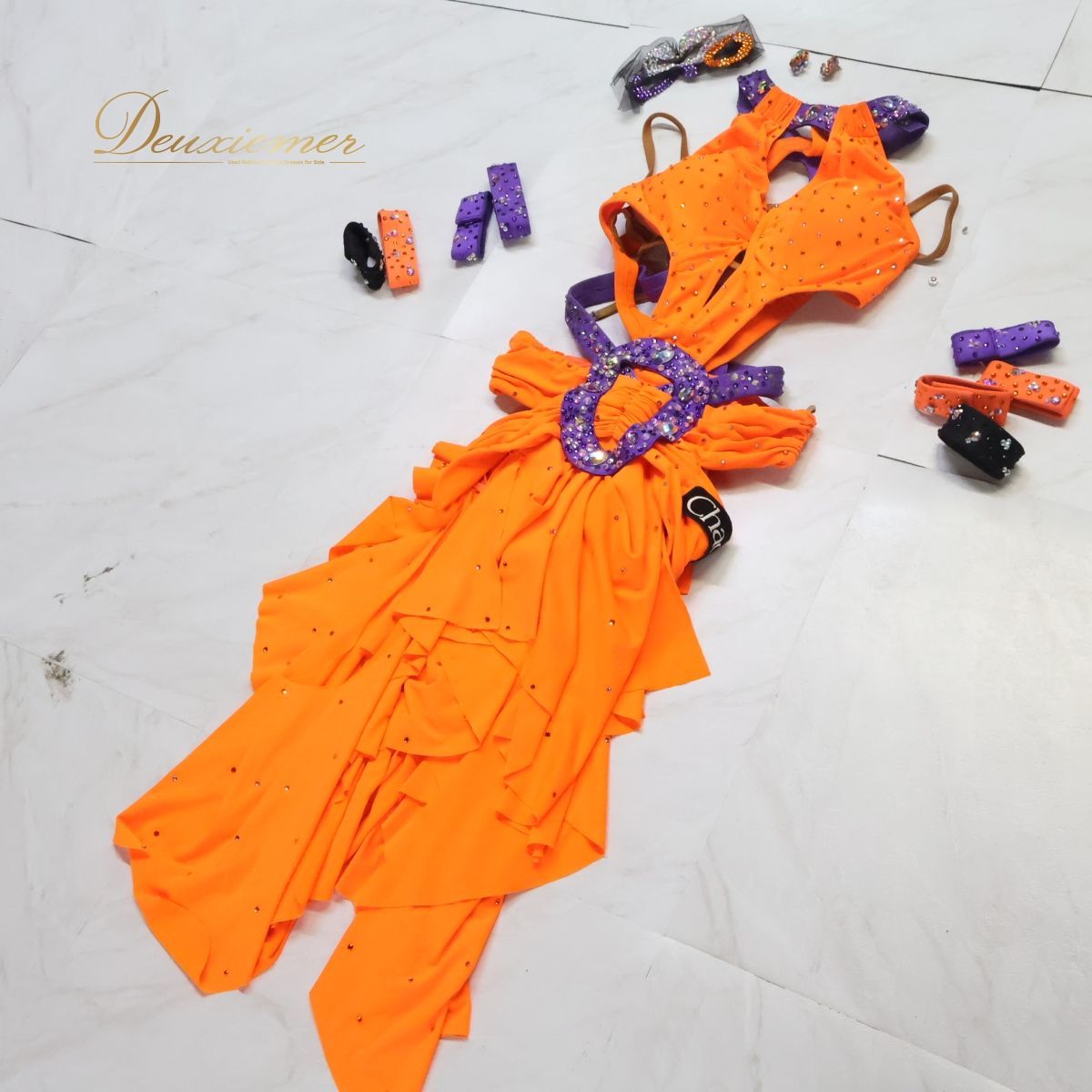 日本製 社交ダンス衣装】オレンジ Chacott チャコット ラテン ドレス