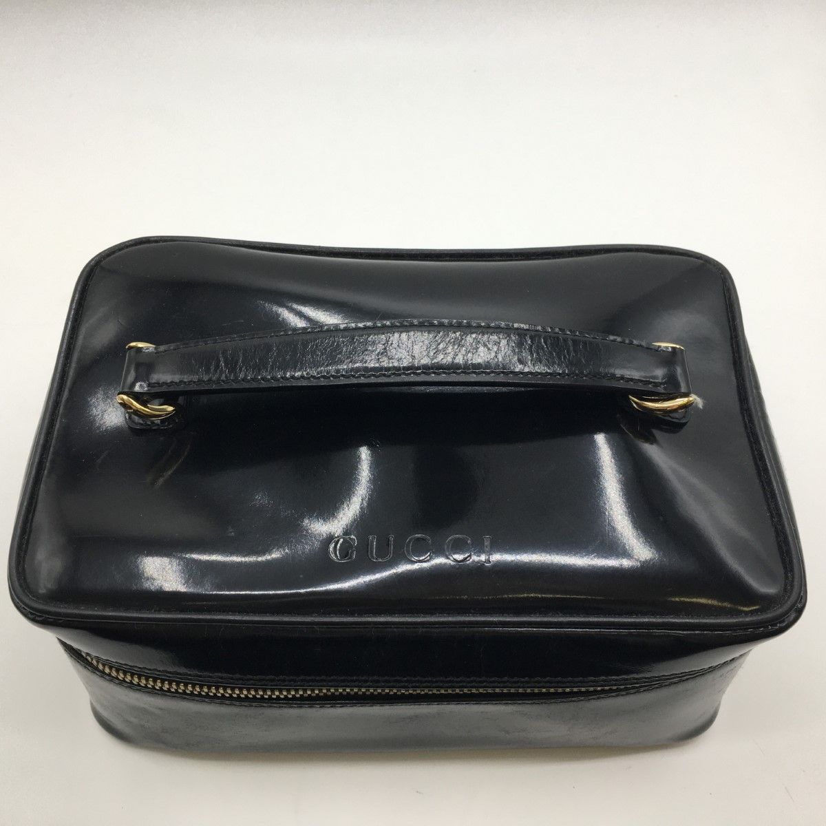 GUCCI(グッチ) バンブー バニティバッグ エナメル 黒 グッチ