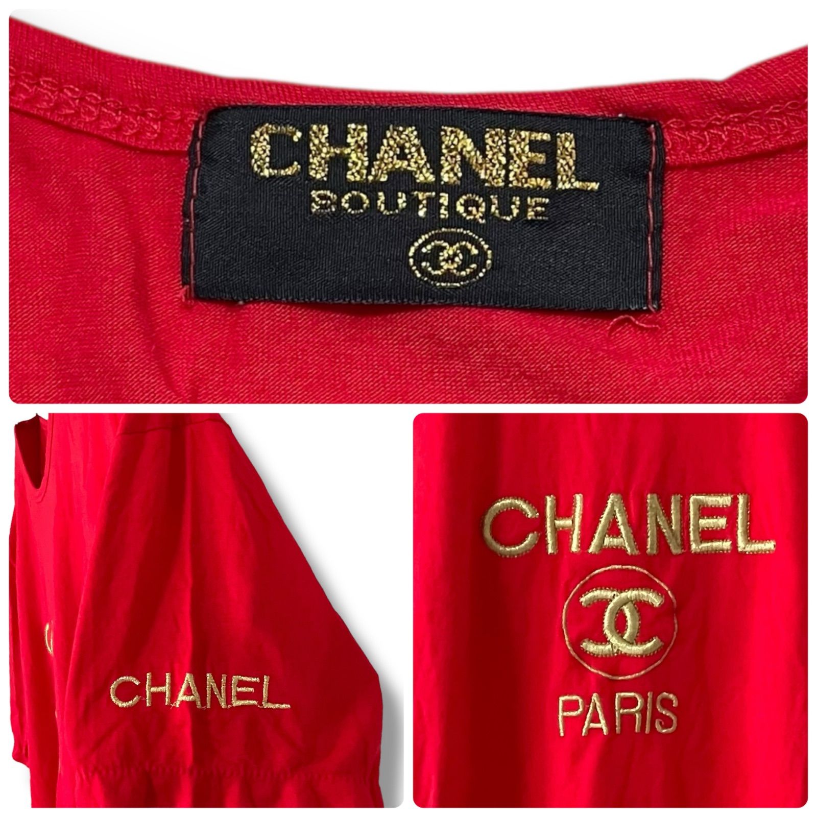【CANEL】シャネルトップス　シャネル半袖　シャネルtシャツ CHANEL シャネル レディース トップス 半袖 Tシャツ 赤 レッド