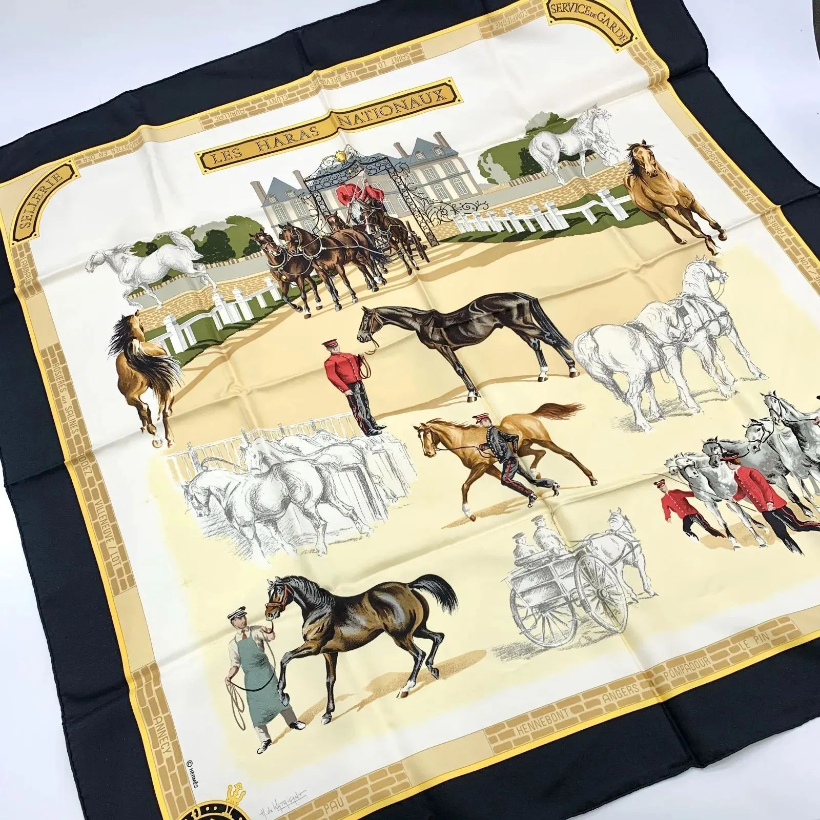 エルメス　スカーフ　カレ　国立種馬飼育場 楽天市場】質屋 エルメス HERMES スカーフ カレ90 LES HARAS