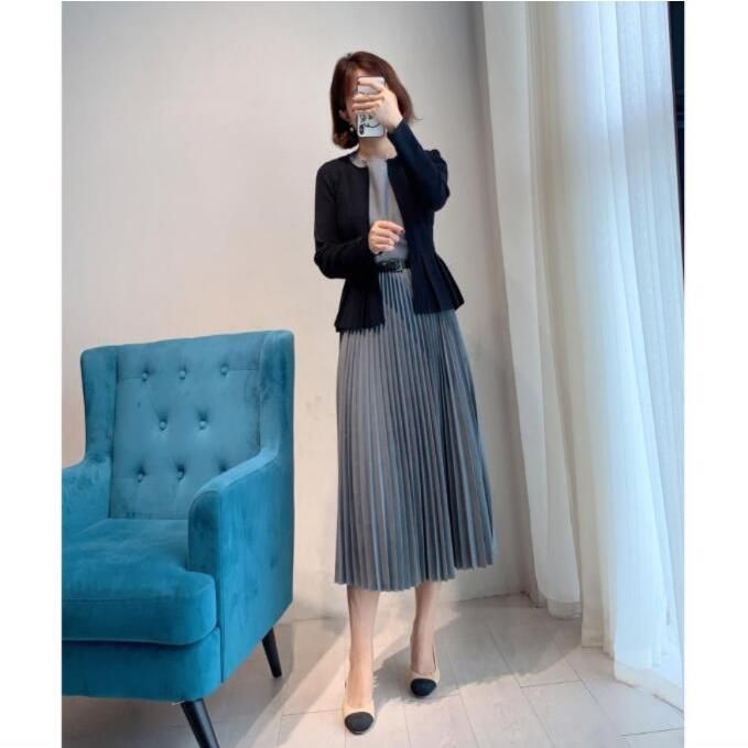 BALLSEY ボールジィ【36】コットンジャージーコンビシャーリングワンピース 美品♡Ballsey 【洗える】コットンジャージーコンビ シャーリング